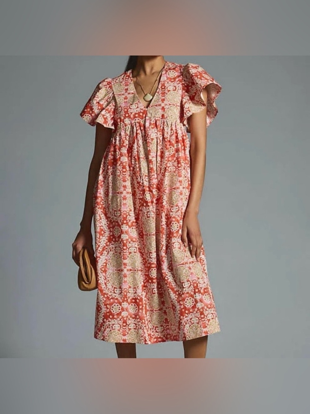 Maeve by Anthropologie Flutter Sleeve Midi Dress XL